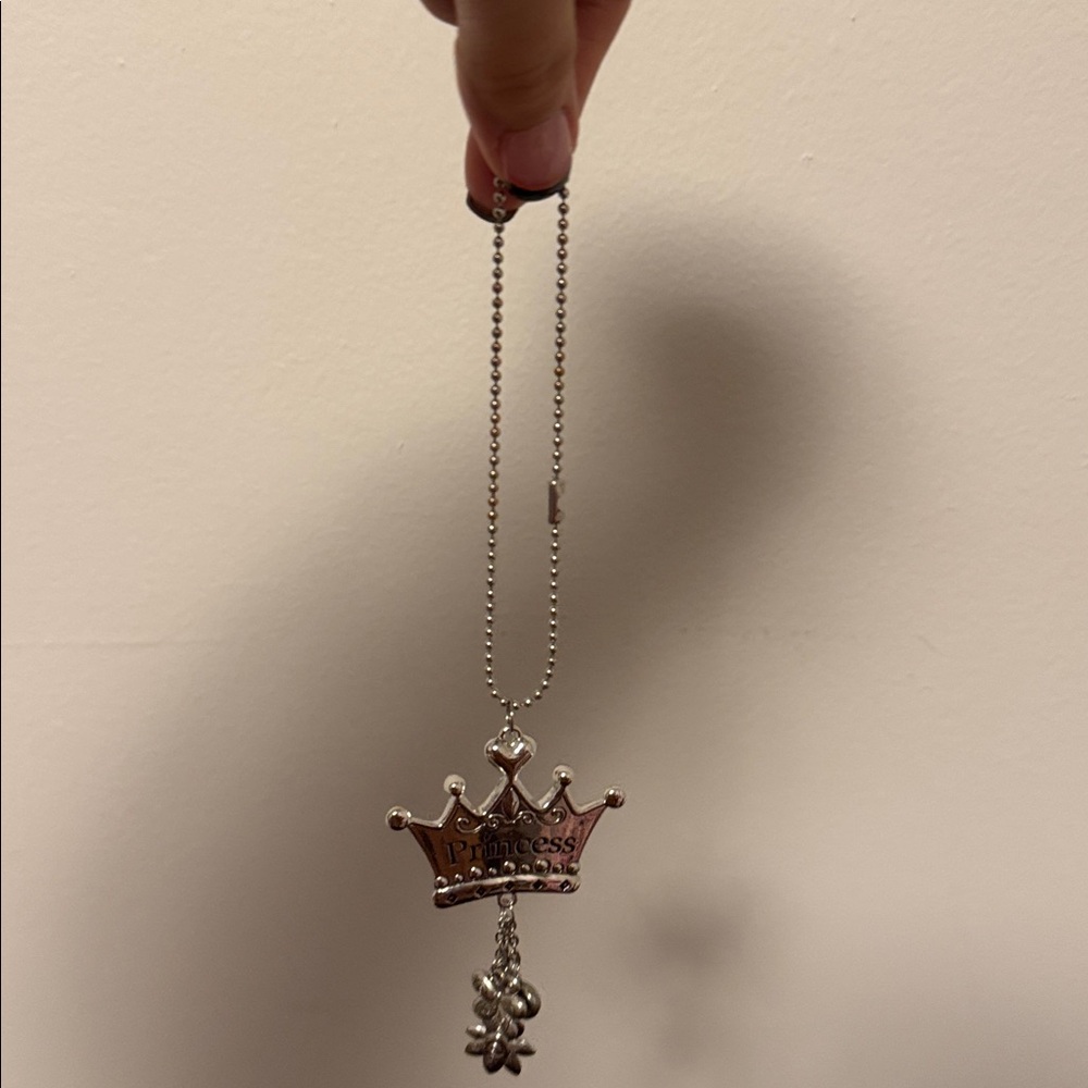 Silver Princess Crown Rear View Mirror Accessory / Keychain - Picture 4 of 5